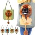 Haustier-Umhängetasche aus Segeltuch, niedliche löwenförmige Umhängetasche, tragbare Haustier-Tragetasche für kleine Hunde und Katzen, Heimtierbedarf