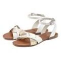 Sandale LASCANA Gr. 35, weiß Damen Schuhe Lascana Sandalette, Sommerschuh aus hochwertigem Leder mit Metallic Optik