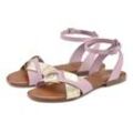 Sandale LASCANA Gr. 35, rosa (rosé, goldfar) Damen Schuhe Lascana Sandalette, Sommerschuh aus hochwertigem Leder mit Metallic Optik