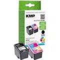 KMP Kompatibel HP 62 Tintenpatrone N9J71AE Schwarz, Cyan, Magenta, Gelb Multipack 2 Stück