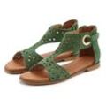 Sandale LASCANA Gr. 35, grün Damen Schuhe Strandschuhe Sandalette, Sommerschuh aus hochwertigem Leder mit Cut-Outs