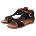 Sandale LASCANA Gr. 35, schwarz Damen Schuhe Strandschuhe Sandalette, Sommerschuh aus hochwertigem Leder mit Cut-Outs