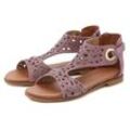 Sandale LASCANA Gr. 35, lila (flieder) Damen Schuhe Strandschuhe Sandalette, Sommerschuh aus hochwertigem Leder mit Cut-Outs
