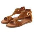 Sandale LASCANA Gr. 35, braun (camelfarben) Damen Schuhe Strandschuhe Sandalette, Sommerschuh aus hochwertigem Leder mit Cut-Outs