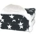 Wohndecke DELINDO LIFESTYLE "Sterne" Wohndecken Gr. B/L: 150 cm x 200 cm, grau (grau, anthrazit) Kunstfaserdecken flauschig weich und beidseitig verwendbar, Kuscheldecke