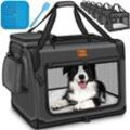 TRESKO® Hundebox faltbar Anthrazit (M 61x42x42cm) inkl. Leckmatte und Spatel Transportbox für Hunde und Katzen Hundetransportbox für kleine & große