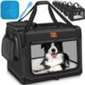 Hundebox faltbar Schwarz (m 61x42x42cm) inkl. Leckmatte und Spatel Transportbox für Hunde und Katzen Hundetransportbox für kleine & große Hunde