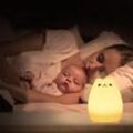 Ej.Life Niedliches Katzen-Nachtlicht, Weiches Silikon-Wasserhahn-Steuerungsspielzeug für Kinderzimmer, Kinderzimmer
