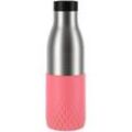 EMSA Trinkflasche 500 ml BLUDROP SLEEVE, Koralle - Edelstahl 18/10 - Silikon - 0,5 Liter - mit 360 Grad Rundum-Trinköffnung
