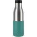 EMSA Trinkflasche 500 ml BLUDROP SLEEVE, Petrol - Edelstahl 18/10 - Silikon - 0,5 Liter - mit 360 Grad Rundum-Trinköffnung
