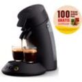 Philips Senseo Kaffeepadmaschine Original Plus Eco CSA210/22, aus 80% recyceltem Plastik, große Auswahl an Spezialitäten, mattschwarz, schwarz