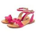 Sandale LASCANA Gr. 35, pink Damen Schuhe Strandaccessoires Sandalette, Sommerschuh aus hochwertigem Leder mit kleinen Rüschen