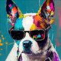 Glasbild DOG WITH SUNGLASSES I (BHT 30x30x1,30 cm)