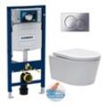 WC-Pack Duofix Vorwandelement +SAT WC Spülrandlos mit unsichtbare Befestigungen + Softclose-Sitz + Betätigungsplatte