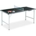 Relaxdays Tischtennisplatte, klappbarer Tischtennistisch mit Netz, 2 Schläger, 3 Bälle, HxBxT: 70 x 70 x 150 cm, schwarz