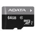 ADATA Premier - Flash-Speicherkarte (microSDXC-an-SD-Adapter inbegriffen) - 64 GB - UHS Class 1 / Class10 - microSDXC UHS-I - für Einzelhandelskunden