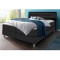 Boxspringbett MAINTAL, schwarz, Kunstleder, Liegefläche B/L: 160cm x 200cm, H2, 7-Zonen-Tonnentaschen-Federkernmatratze, Bezug bei beige, anthrazit und hellgrau: pflegeleichter Strukturstoff (100% Polyester);Bezug bei weiß und schwarz: Kunstleder (100% Polyurethan);Spiegelfläche der Matratzen: Material angeben (100% Polyester), Komplettbetten, Boxspringbett, inkl. Topper