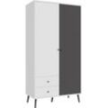 Drehtürenschrank FORTE "Harllson EasyKlix by Forte", weiß (weiß, uni wolfram grau), B:104,5cm H:201,7cm T:52,2cm, FSC-zertifizierter Holzwerkstoff, Schränke, Montage von Korpus und Türen ohne Werkzeug oder Schrauben
