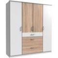 Kleiderschrank WIMEX "Click", weiß (weiß, struktureichefarben hell), B:180cm H:199cm T:58cm, Schränke, Drehtürenschrank Kleiderschrank, ohne Spiegel