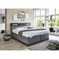 Boxspringbett, grau (anthrazit, grau), Kaltschaum-Topper, Liegefläche B/L: 160cm x 200cm, H2 + H2, Bonnell-Federkernmatratze, Bezug Obermatratze 100% Polyester, waschbar bis 60C;Bezug Unterbox und Kopfteil: Mikrofaservelours (100% Polyester), WESTFALIA SCHLAFKOMFORT, Komplettbetten, Boxspringbett, mit LED-Beleuchtung