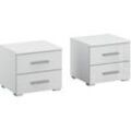 Nachtkommode RAUCH "Base", weiß (weiß, hochglanz weiß), B:40cm H:36cm T:40cm, Holzwerkstoff, Sideboards, 2er-Set, optional in moderner Hochglanz-Front