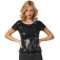 tectake® Pailletten-Kurzarm-Shirt