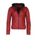 Lederjacke MAZE "42021133", Damen, Gr. L, rot (chili), Obermaterial: 100% Lammleder / Innenfutter: 100% Polyester / Kapuze: 55% Baumwolle, 45% Polyester, Jacken