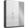 Drehtürenschrank RAUCH "Kleiderschrank Schrank Garderobe Garderobenschrank Topseller HOMBURG", weiß (graumetallic, hochglanz weiß), B:136cm H:197cm T:54cm, Holzwerkstoff, Schränke, mit Spiegel, oberer Schubkasten mit Einteilung MADE IN GERMANY