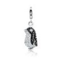 Charm-Einhänger NENALINA "Anhänger Pinguin Kristalle 925 Silber", silber (silber, weiß), Charms, Damen, onesize,mit Steinen, Silber 925 (Sterlingsilber)
