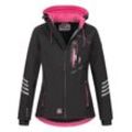 Softshelljacke ARCTIC SEVEN "ASNicolia", Damen, Gr. 4XL, pink (schwarz, pink), Obermaterial: 96% Polyester, 4% Elasthan; Innenseite: 100% Polyester, Jacken, funktionale Outdoorjacke mit abnehmbarer Kapuze