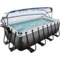 Framepool EXIT "inkl. multifunktionaler Poolabdeckung & Wärmepumpe", schwarz, B:200cm H:122cm L:400cm, Schwimmbecken, BxLxH: 200x400x122 cm, mit Sandfilteranlage und Sicherheitsleiter