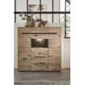 Highboard INNOSTYLE "BELLANO", braun (viking oak nature nachbidlungen, graphit nachbildung), B:125cm H:128cm T:38cm, Dekorfolie, MDF, Spanplatte, Sideboards, Viking Oak Nature