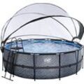 Framepool EXIT "inkl. multifunktionaler Poolabdeckung", grau, H:122cm Ø:427cm, Schwimmbecken, ØxH: 427x122 cm, mit Sandfilteranlage und Sicherheitsleiter