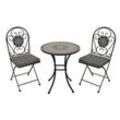 Balkon Bistro Set Funchal rund - Schwarz/Grau/Weiß - aus Eisen/Polyester