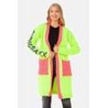 Cardigan CIPO & BAXX "Stickjacke", Damen, Gr. L, grün (neongrün), 50% Baumwolle;50% Acryl, unifarben, Basic, regular fit, V-Ausschnitt, Langarm, Strickjacken, Im coolen Neon-Design, WP242