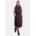 Longweste NAVAHOO "Abendlied XIV", Damen, Gr. L (40), lila (pflaume), Obermaterial: 100% Polyester (recycelt), Innenfutter: 100% Polyester (recycelt), Wattierung: 100% Polyester (recycelt), gerade kniebedeckend, hoch geschlossener Ausschnitt, Westen, Ärmellose Winter-Weste mit hohem Stehkragen