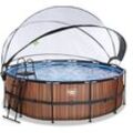 Framepool EXIT "inkl. multifunktionaler Poolabdeckung", braun, H:122cm Ø:427cm, Schwimmbecken, ØxH: 427x122 cm, mit Sandfilteranlage und Sicherheitsleiter