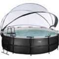 Framepool EXIT "inkl. multifunktionaler Poolabdeckung", schwarz, H:122cm Ø:488cm, Schwimmbecken, ØxH: 488x 122 cm, mit Sandfilteranlage und Sicherheitsleiter