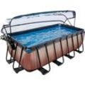 Framepool EXIT "inkl. multifunktionaler Poolabdeckung & Wärmepumpe", braun, B:200cm H:122cm L:400cm, Schwimmbecken, BxLxH: 200x400x122 cm, mit Sandfilteranlage und Sicherheitsleiter