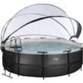 Framepool EXIT "inkl. multifunktionaler Poolabdeckung und Sicherheitsleiter", schwarz, H:122cm Ø:450cm, Schwimmbecken, ØxH: 450x122 cm, mit Sandfilteranlage
