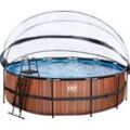 Framepool EXIT "inkl. multifunktionaler Poolabdeckung", braun, H:122cm Ø:488cm, Schwimmbecken, ØxH: 488x 122 cm, mit Sandfilteranlage und Sicherheitsleiter