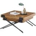 Couchtisch STOLKOM "AKONI", schwarz (schwarz, anthrazit, teak), Tische, Couchtisch Eckige Couchtische Holz-Couchtische, 2-er Set Massivholz Teak recycelt mit Muster