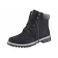 Schnürboots POLARINO "Kalmar W", Damen, Gr. 36, schwarz (schwarz, grau), Synthetik, sportlich, Schuhe Schnürboots Winterboots, Schnürboots, Stiefel mit Blockabsatz