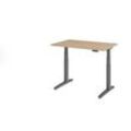 HAMMERBACHER XBHM12 elektrisch höhenverstellbarer Schreibtisch eiche rechteckig, C-Fuß-Gestell grau 120,0 x 80,0 cm
