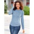 Strickpullover CASUAL LOOKS "Pullover", Damen, Gr. 42, blau (eisblau, ecru, meliert), 76% Polyacryl, 24% Baumwolle, meliert, unifarben, Langarm, Pullover
