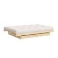 Bettgestell KARUP DESIGN "Kanso Bed, Stauraumbett, Bett mit oder ohne Schubladen", beige (kiefer natur), B:182cm H:25cm L:200cm, Betten, Bettgestell, Bett mit/ohne Schubladen, inkl Lattenrost, FSCzertifiert