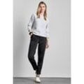 Cargohose STREET ONE, Damen, Gr. 34, Länge 30, schwarz, Stoff, 92% Polyester, 8% Elasthan, unifarben, casual, slim fit lang, Hosen, mit Stretchanteil