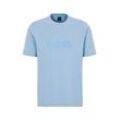 T-Shirt BOSS GREEN "Tee DropNeedle", Herren, Gr. M, blau (open blau498), Single Jersey, Obermaterial: 100% Baumwolle, unifarben, casual, regular fit hüftlang, Rundhals, Kurzarm normaler Saum, Shirts, mit doppeltem BOSS-Logo