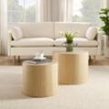 Couchtisch SALESFEVER, beige (natur, natur), B:48cm H:38cm T:48cm, MDF mit Eichenholzfurnier, Tische, mit Holzfurnier