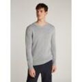 Strickpullover TOMMY JEANS "TJM SLIM ESSNTLS C-NECK SWEATER", Herren, Gr. XL, grau (grau htr), Strick, Obermaterial: 100% Baumwolle, unifarben, casual, slim fit hüftbedeckend, hoch geschlossener Ausschnitt, Langarm weit Bündchen, Pullover, mit Markenlogo auf der Brust